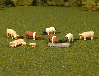 Bachmann USA 33118 [HO] Scenescapes Pigs (9 animals)