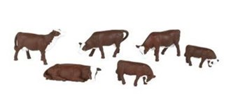 Bachmann USA 33102 [HO] Scenescapes Brown Cows (6pcs)