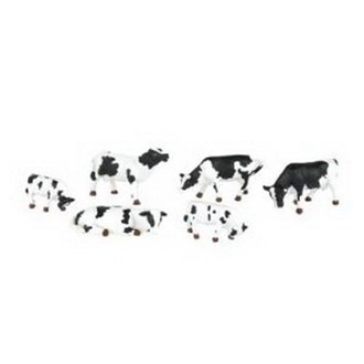 Bachmann USA 33153 [O] Scenescapes Cows Black & White (6pcs)