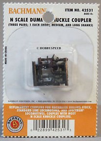 Bachmann USA 42531 [N] Dummy Knuckle Coupler Variety Pack (3Pr/Pk - 12pk/card)