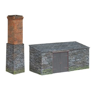 Narrow Gauge [OO-9] 44-0106 Scenecraft Slate Built Boiler House and Chimney