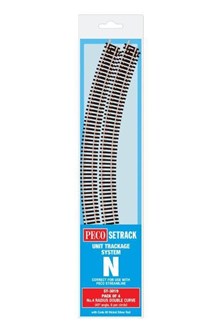 Peco ST-3019 N Setrack Double Curve, 4th Radius Pack (Code80) Pack of 4
