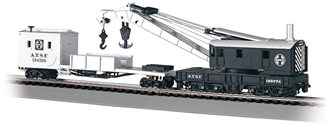 Bachmann USA 16102 HO 250-Ton Steam Crane & Boom Tender - Santa Fe (black & silver)