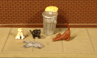 Bachmann USA 33107 [HO] Scenescapes Cats with Garbage Can (6pcs)
