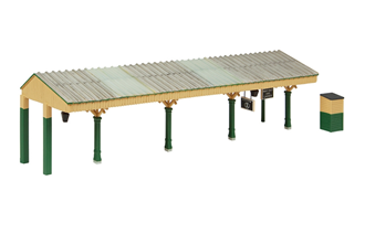 Scenecraft 44-089G [OO] 1:76 Bluebell Station Canopy and Hut - Green and Cream
