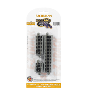 Bachmann USA 44829 [N] Assorted Straight Short Sections (6/Card) - Nickel/Gray